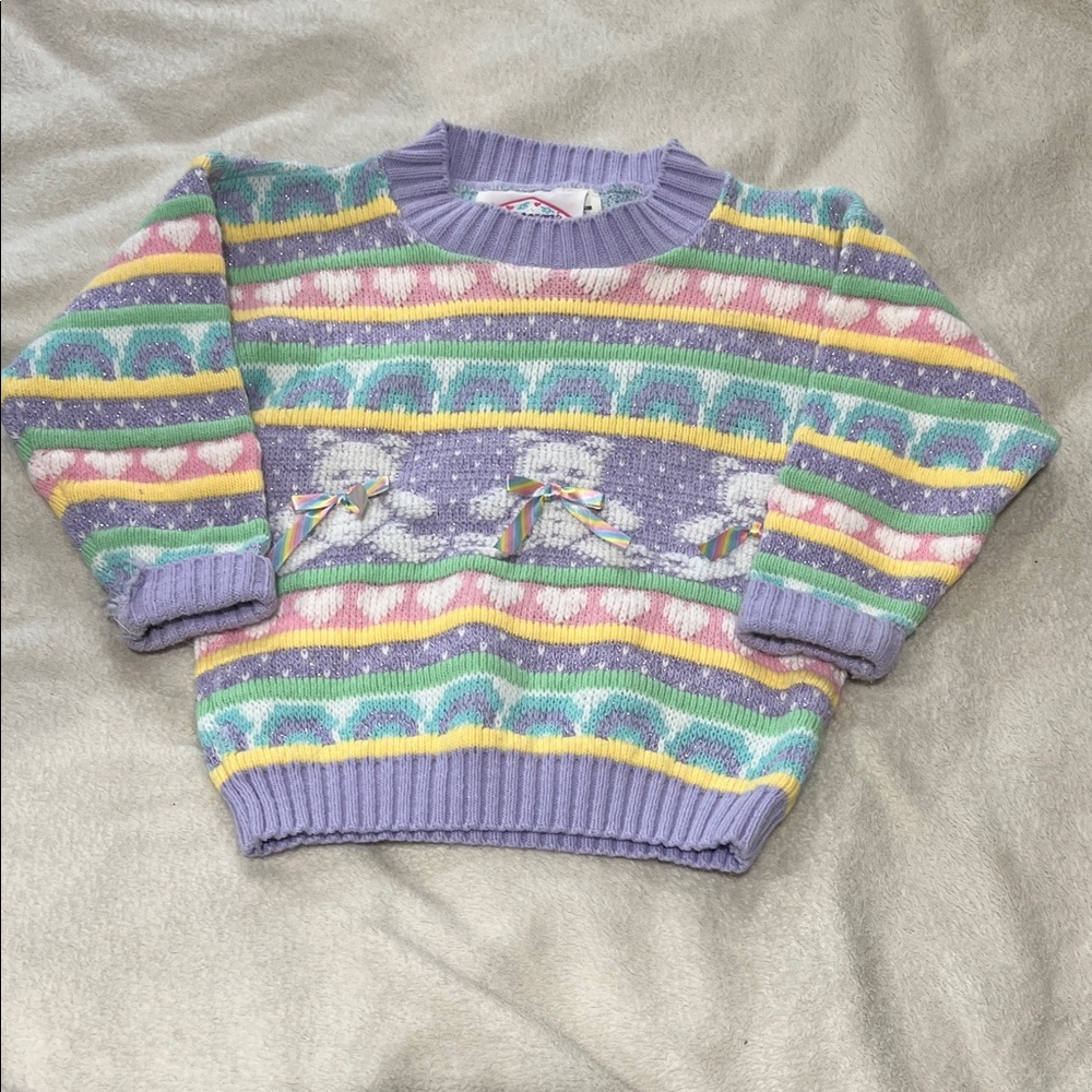 Vintage 80/90’s Pepperoni Pastel Knit Striped Kids Sweater Sz 3T